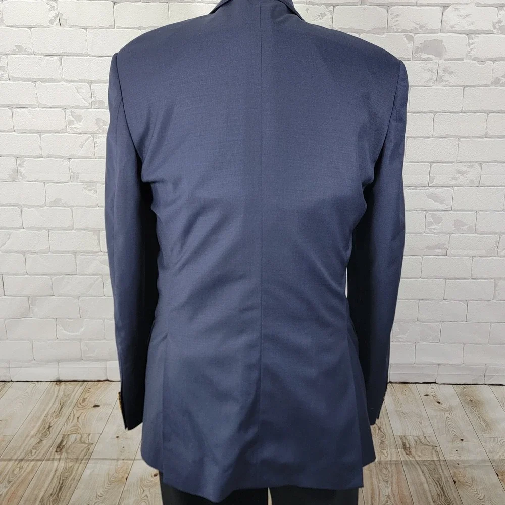 Guy Laroche Paris Men's Sport Coat Blazer Two Button Navy Blue Wool Blend Sz 42L